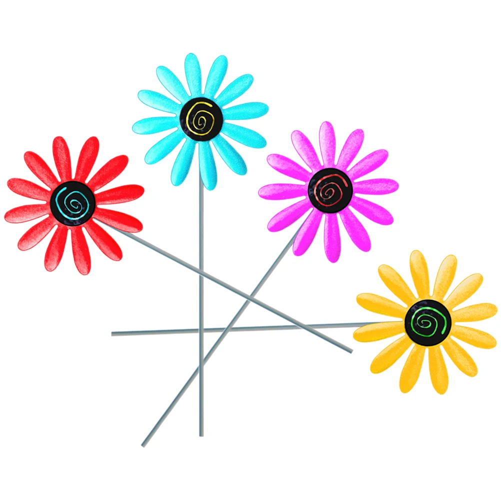 

4 Pcs Wrought Flower Pot Plug-in Garden Stakes Decorative Patio Decorations Outdoor Small