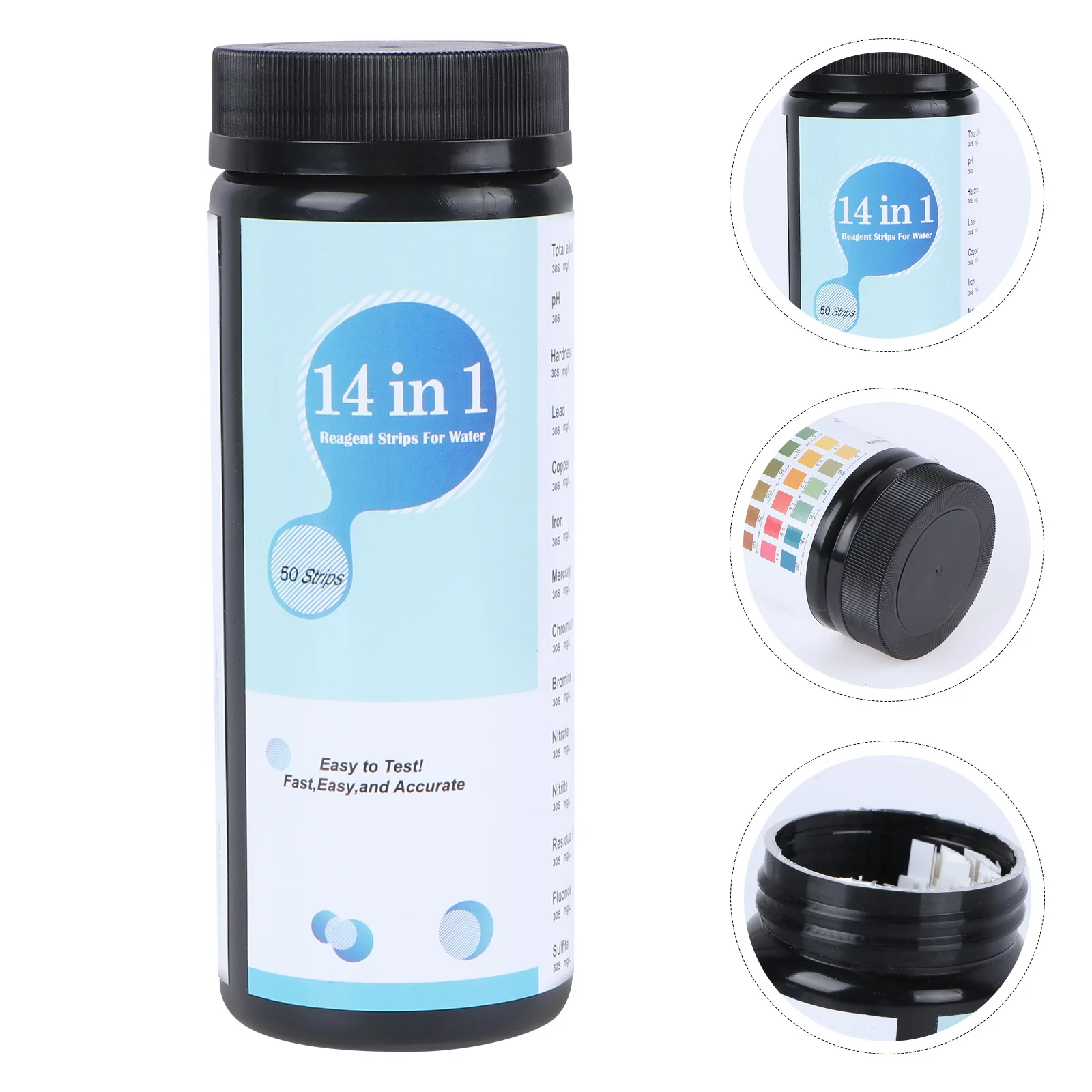 

50 Water Quality Test Strips 14-in-1 Multipurpose Reagent Testing Tools for Tap Well Water PH Accurate Fast Test Paper
