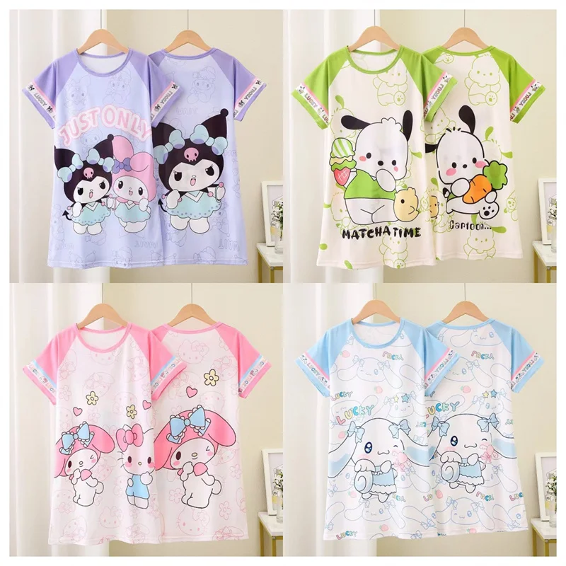 

Kawaii Sanrios Nightgowns Kawaii Cartoon Cinnamoroll My Melody Kuromi KT Sleepwear Home Soft Comfortable Girl Pajamas Gift