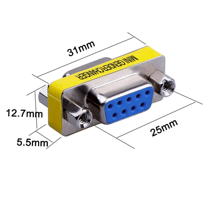 2pcs DB9 9Pin Male to Female/Male to Male/Female to Female Mini Gender Changer Adapter RS232 Serial Plug Com Connector DB9