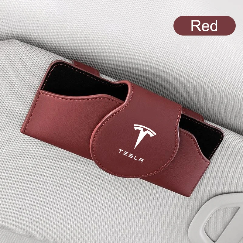 Nuova custodia per occhiali da Auto in pelle custodia per occhiali da sole Clip per Tesla Model 3 Model S X Model Y Roadster SpaceX accessori Auto