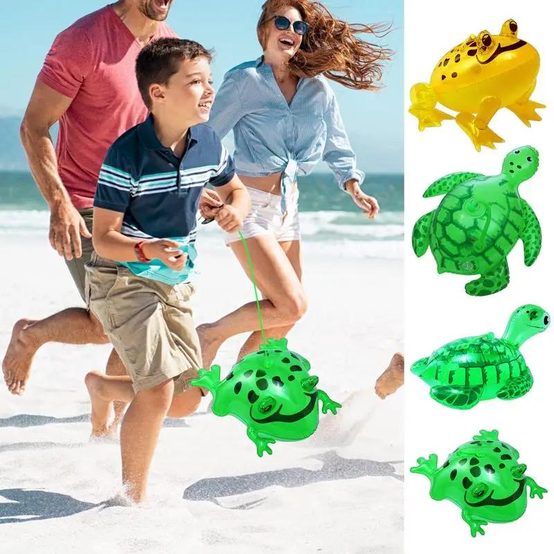 Inflatable Turtle Large Bouncing Luminous Turtle Toad Balloon Cartoon Animal Ornament Fun Kids Party Favors Jungle Animal Toy