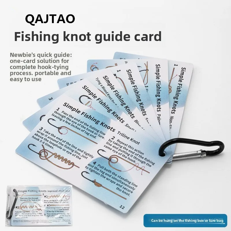 QAJTAO 12 Fishing Knotting Instructions, Binding Tutorial for Beginners, Fishing Knotting Hook Guide, Fishing Gear Accessories