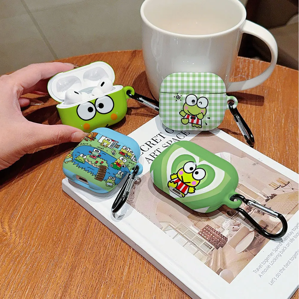 KEROKEROS KEROPPIS Shockproof Protective Glossy HD Hard PC Earphone Cover Case For AirPods 1 2 3 Pro Pro2 with Metal Hook