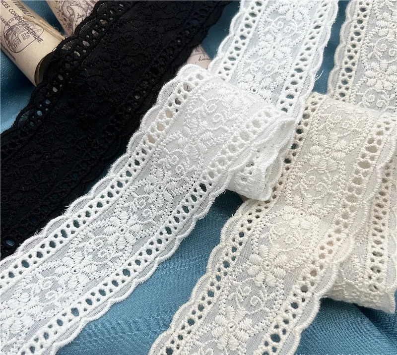 Pure cotton Beige Quality 4.5cm 3yard/5yard Handmade Embroidery Lace Accessories Exquisite Retro Cotton Fabric Accessory X1386