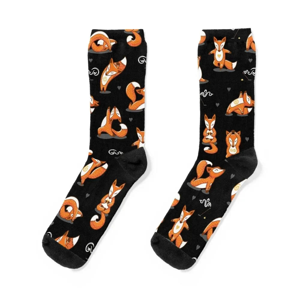 

cute yoga foxes funny black Socks gift Men's sheer set Man Socks Women's