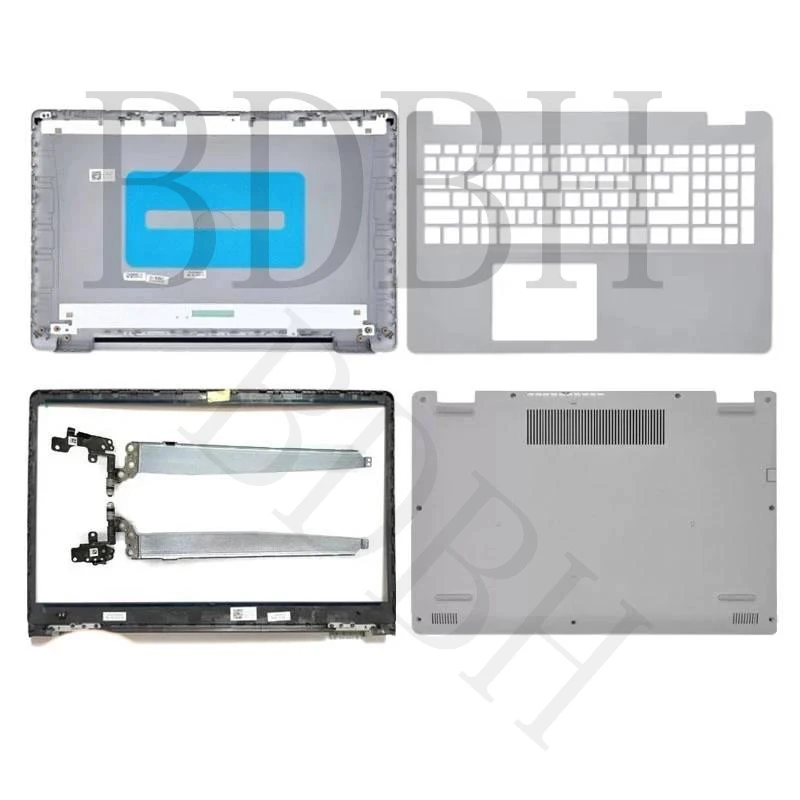 For Dell Inspiron 15 5593 Silver Laptop Full Housing Cover LCD Back Bezel Hinges Palmrest Bottom Case