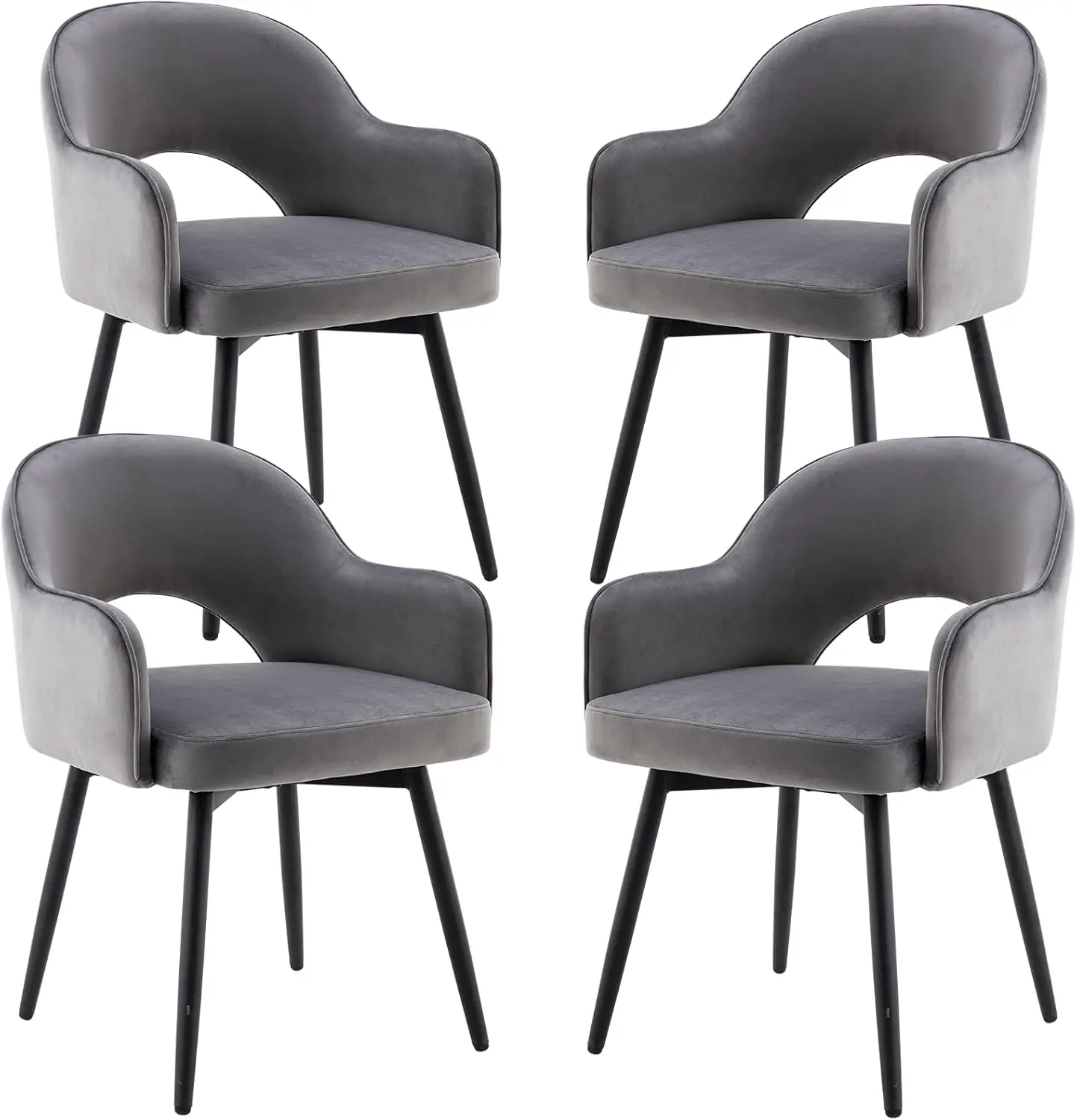 

DUOMAY Swivel Dining Chair Set of 4, Velvet Upholstered Side Modern Accent Guest Home Office Desk