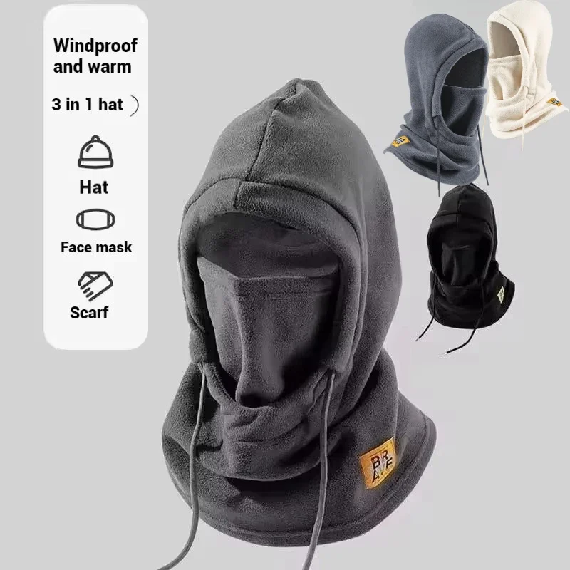 Unisex Winter Balaclava Knit Hood-Windproof Mask with Drawstring Motorcycle Riding Headgea Warm Knitted Cap Cold Weather 1-4 Pc