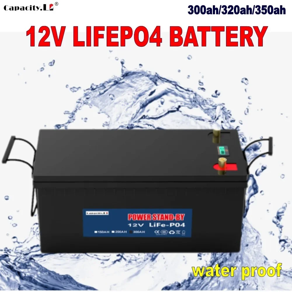 12V 300AH Solar battery lifepo4 battery pack 320ah lithium rechargeable battery 350ah with Bluetooth BMS RV waterproof  inverter