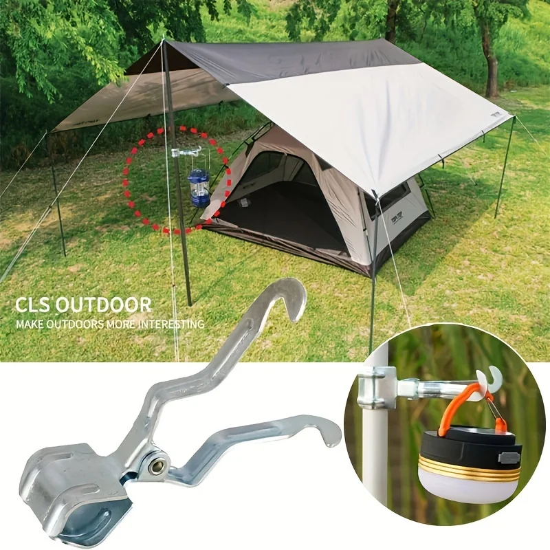 Heavy-duty iron tent clip with hook structure, versatile outdoor camping gear. Easy to use, high strength and wear-resistant