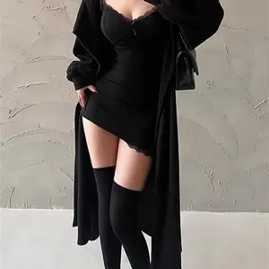 Patchwork Bodycon Black Women's Dress, Spaghetti Strip, Mini Fashion, Aesthetic Arch, Retro, Club, Party, Sexy Dresses, Y2K 10 Main Sales Dress with Bow - №8