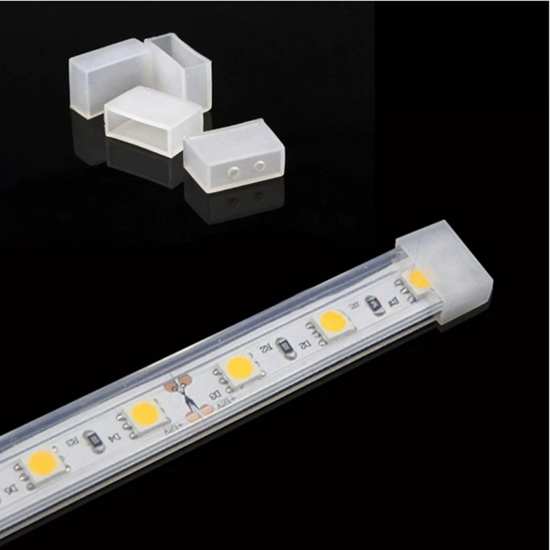 50/100 pz tappi terminali non porosi 2 fori 4 fori clip in Silicone per SMD 5050 3528 Ws2811 Ws2812b Sk6812 impermeabile IP67 Led Strip Light