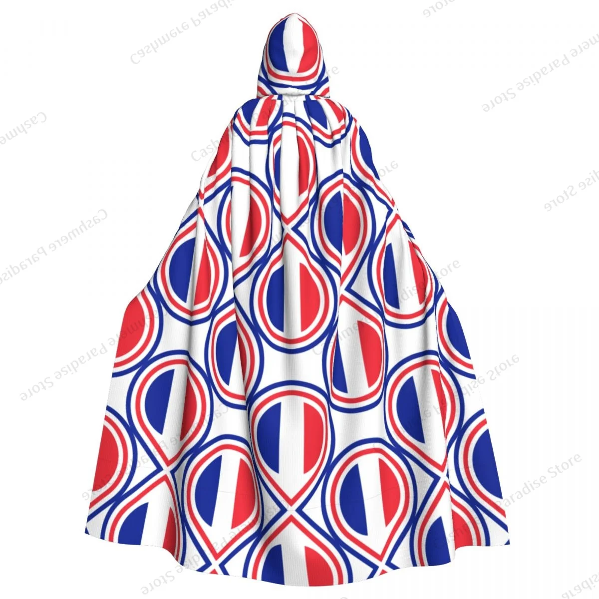 France Flag Adult Cloak Cape Hooded Medieval Costume Witch Wicca Vampire Elf Purim Carnival Party