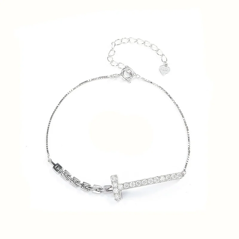 

ZFSILVER Fashion Classic s925 Silver Moissanite Design Letter T Crossing Bracelet Women Accessories Luxury Jewelry Gift MZ-0181B