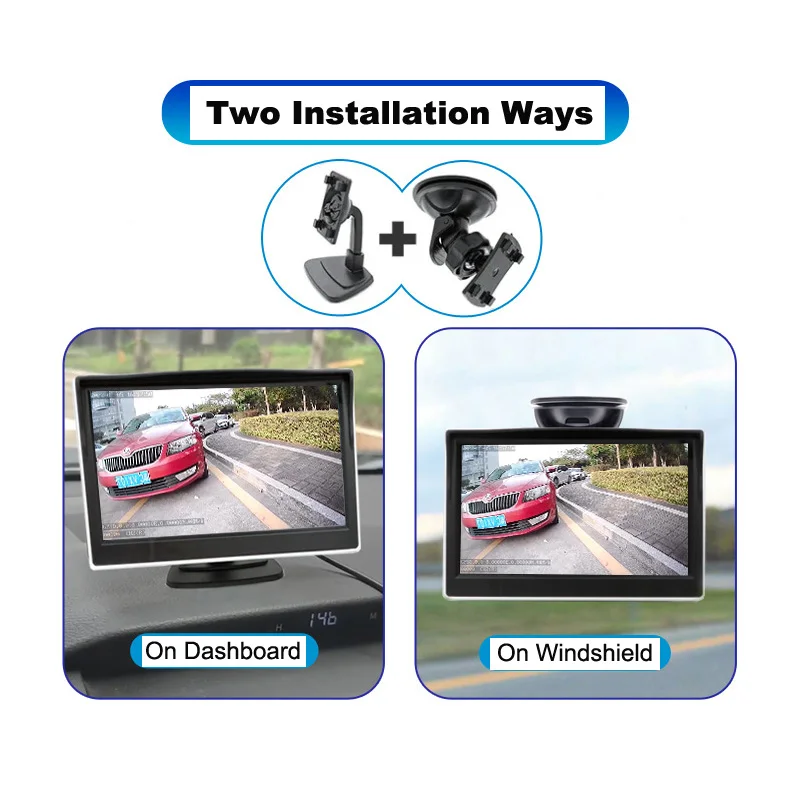 Car Reversing Backup Camera HD with 4.3 Inch Car Monitor Night Vision Waterproof Vehicle Parking Rear View Camera Screen