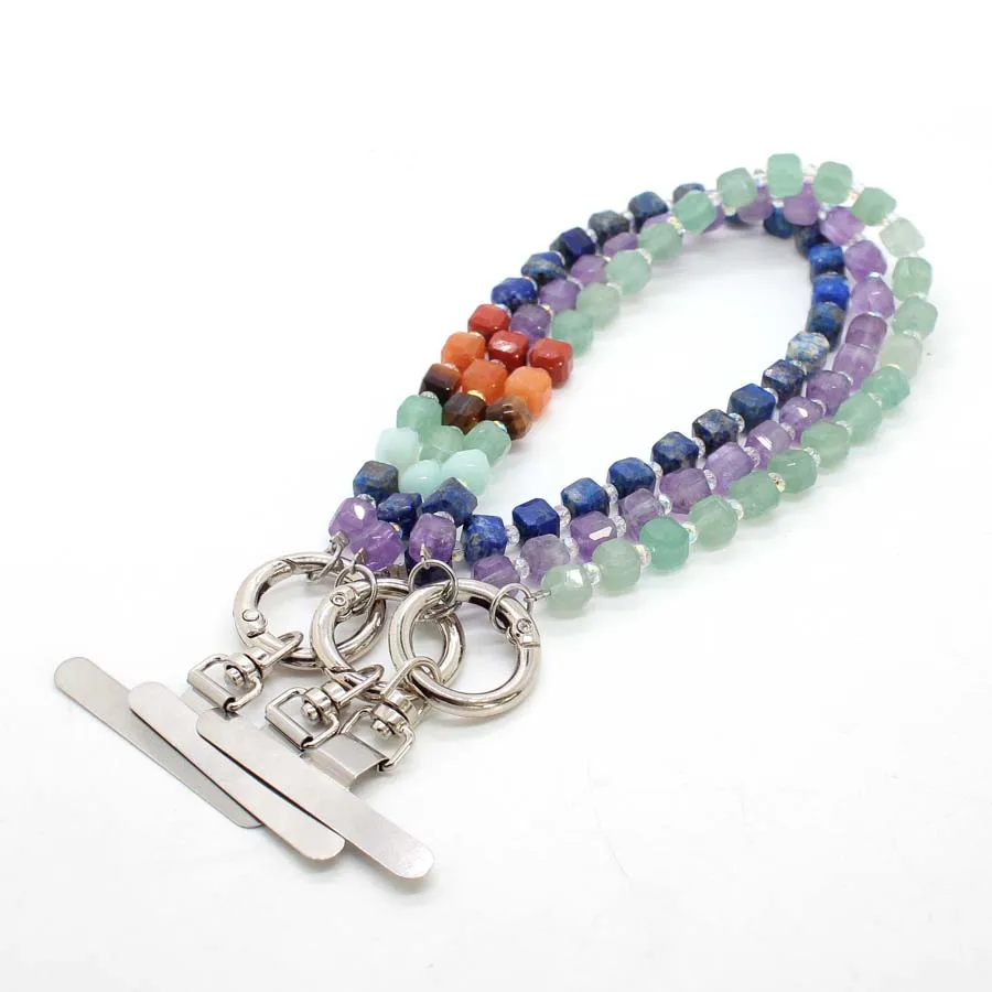 

Natural Chakra Crystal Stone Cube Beads Mobile Phone Chain Strap Cellphone Lanyard Telephone Case Anti-lost Accessorie Jewellery