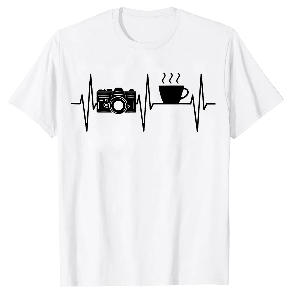 Photographer Funny Coffee Lover Camera Photography T Shirts Summer Graphic Streetwear Birthday Gifts T-shirt