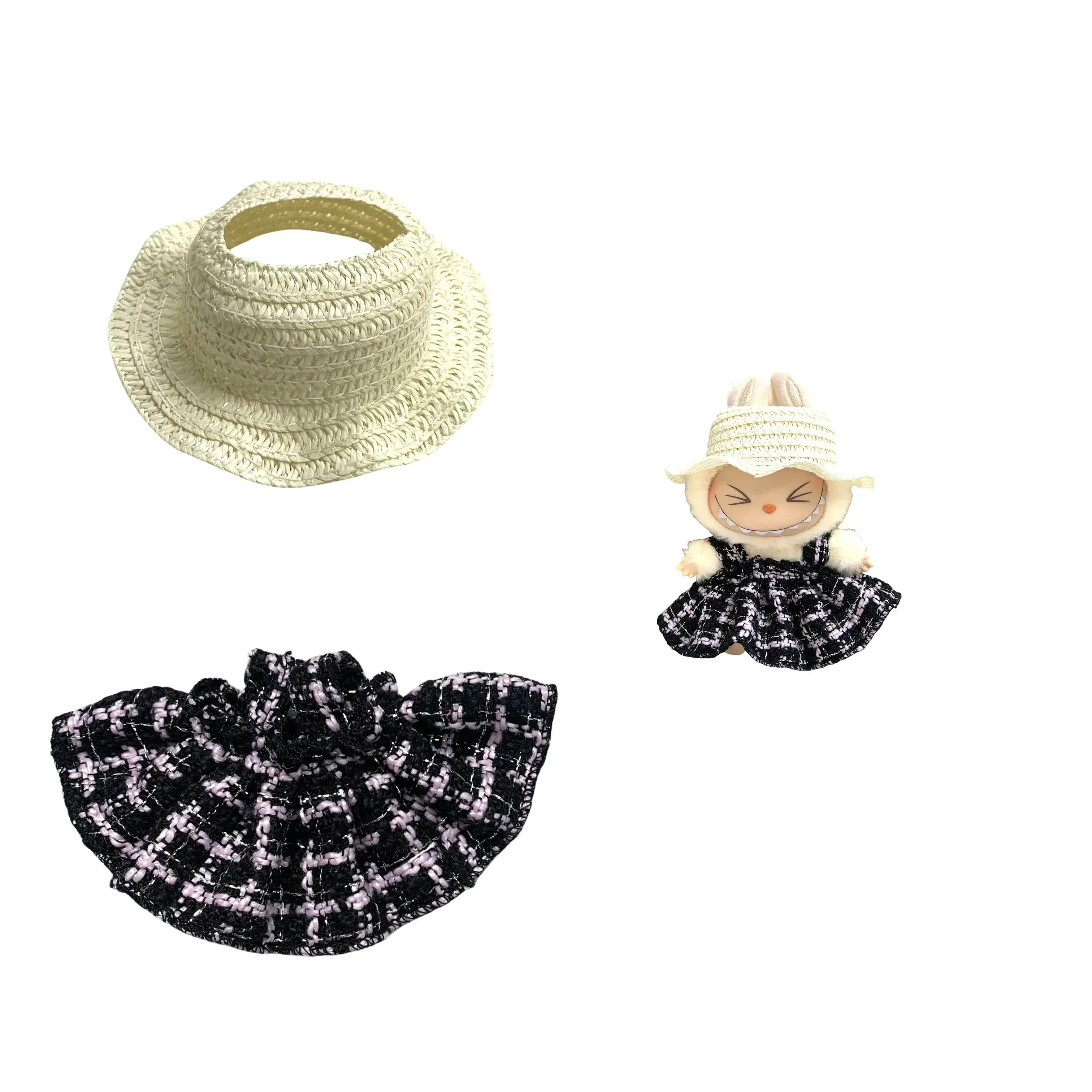 Conjunto de ropa para muñecas Labubu V1/V2 de 17 cm: traje de vestir de diseñador con accesorios de bricolaje, ropa para mini muñecas y lindo regalo