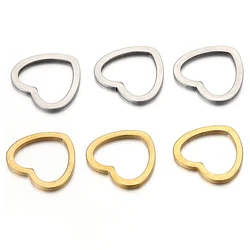 MINGXUAN 20pcs 12-20mm Gold Stainless Steel Love Heart Charms Bracelet Necklace Connectors Earrings DIY Jewelry Making