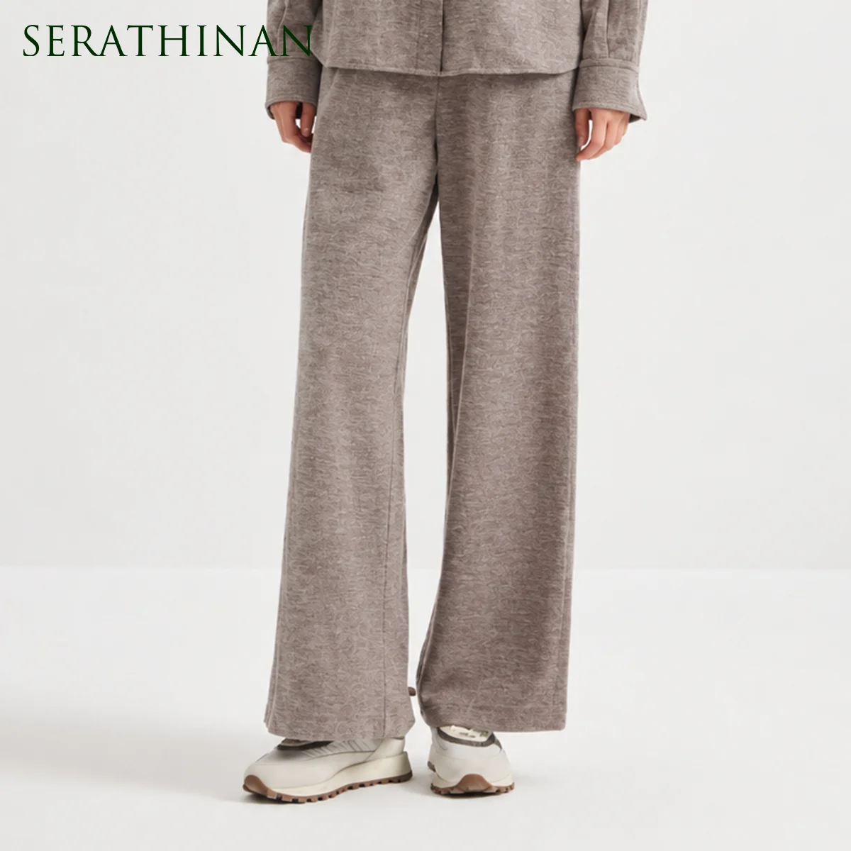 KX9623963 100% Merino Wool Pants for Women's Drawstring Waist Embroidered Chain Trim Pocket Timeless Quiet Luxury Fall pop