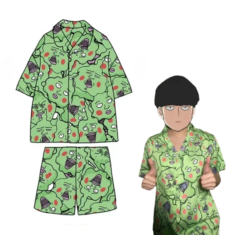 Pijama pequeño de hoyuelos para Cosplay, disfraz de Mob Psycho 100, ropa de dormir bonita, periférico de Anime, divertido, Unisex, de talla grande, regalos