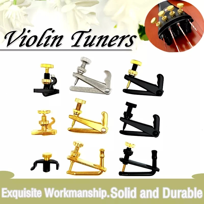 4Pcs Biola Fiddler Fine Tuner Spinner Adjuster String Kait 4/4 3/4 1/2 1/4 1/8 Hitam/Emas/Perak/Hill-Gaya Biola Bagian