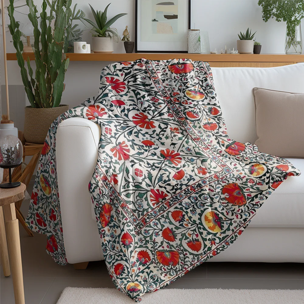 الأزهار المطبوعة الصوف بطانية دافئة مريحة رمي بطانية أريكة تتحول لسرير غطاء رمي الزخرفية هدية #2