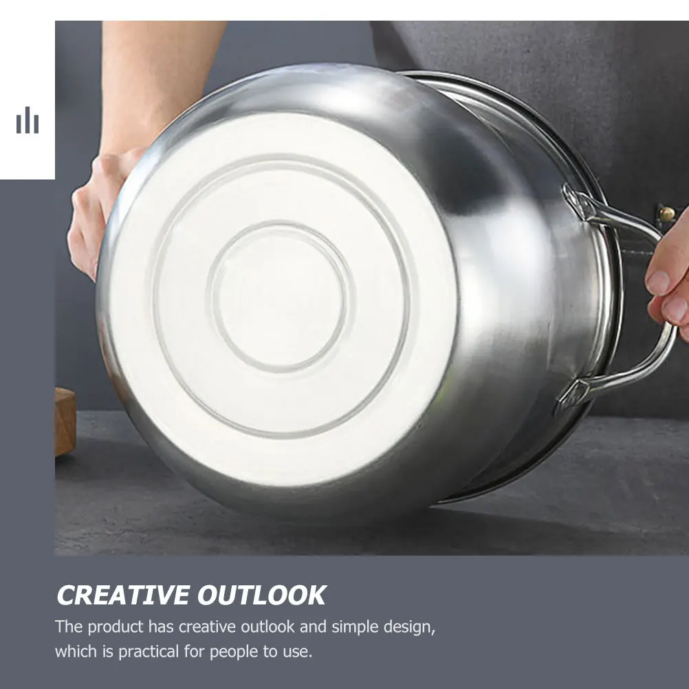 

Stainless Steel High Soup Pot Stewing Cooking Pot Household Kitchenware with Lid Flat Bottom Multi-Functional Cooking