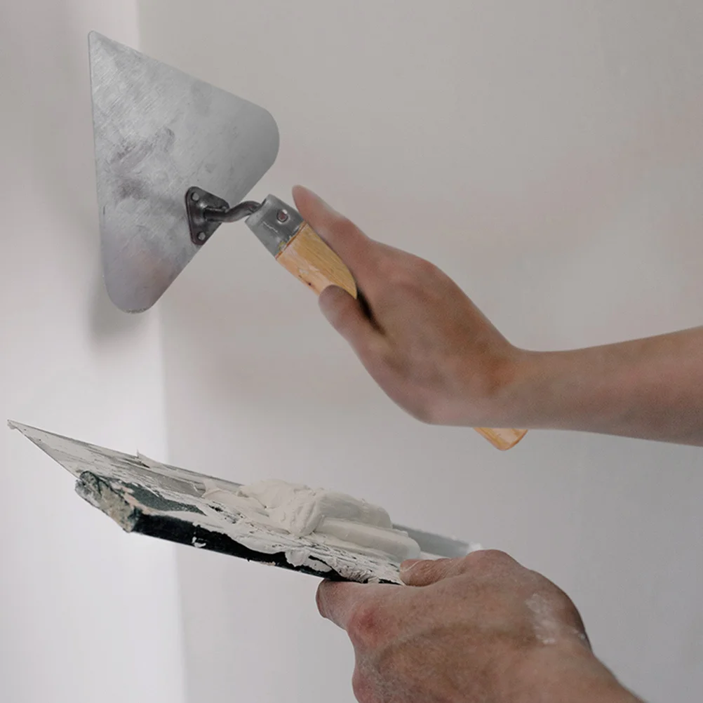 

3Pcs Brick Trowel Triangle Trowels Wooden Handle Construction Tool Plastering Concrete Trowel Practical Bricklaying