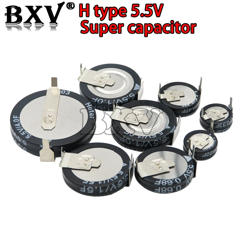 5.5V Super Capacitor 0.1F 0.22F 0.33F 0.47F 1F 1.5F 4.0F V-type C-type H-type New And Original Button Farad Capacitor