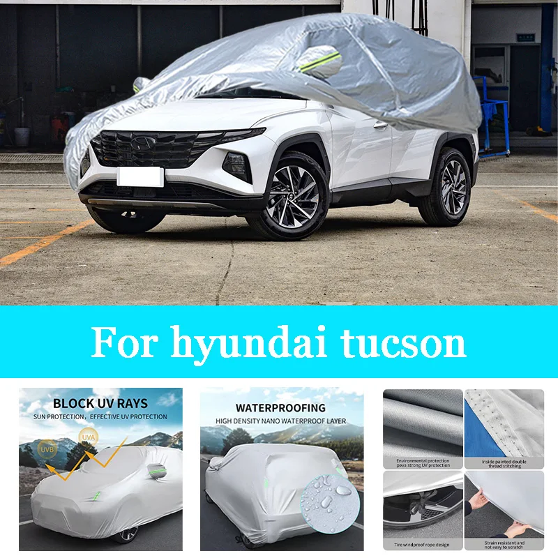 

Car Cover Outdoor Full Exterior Snow Cover Sunshade Waterproof Dustproof Protection with Reflective Strips for Hyundai Tucson