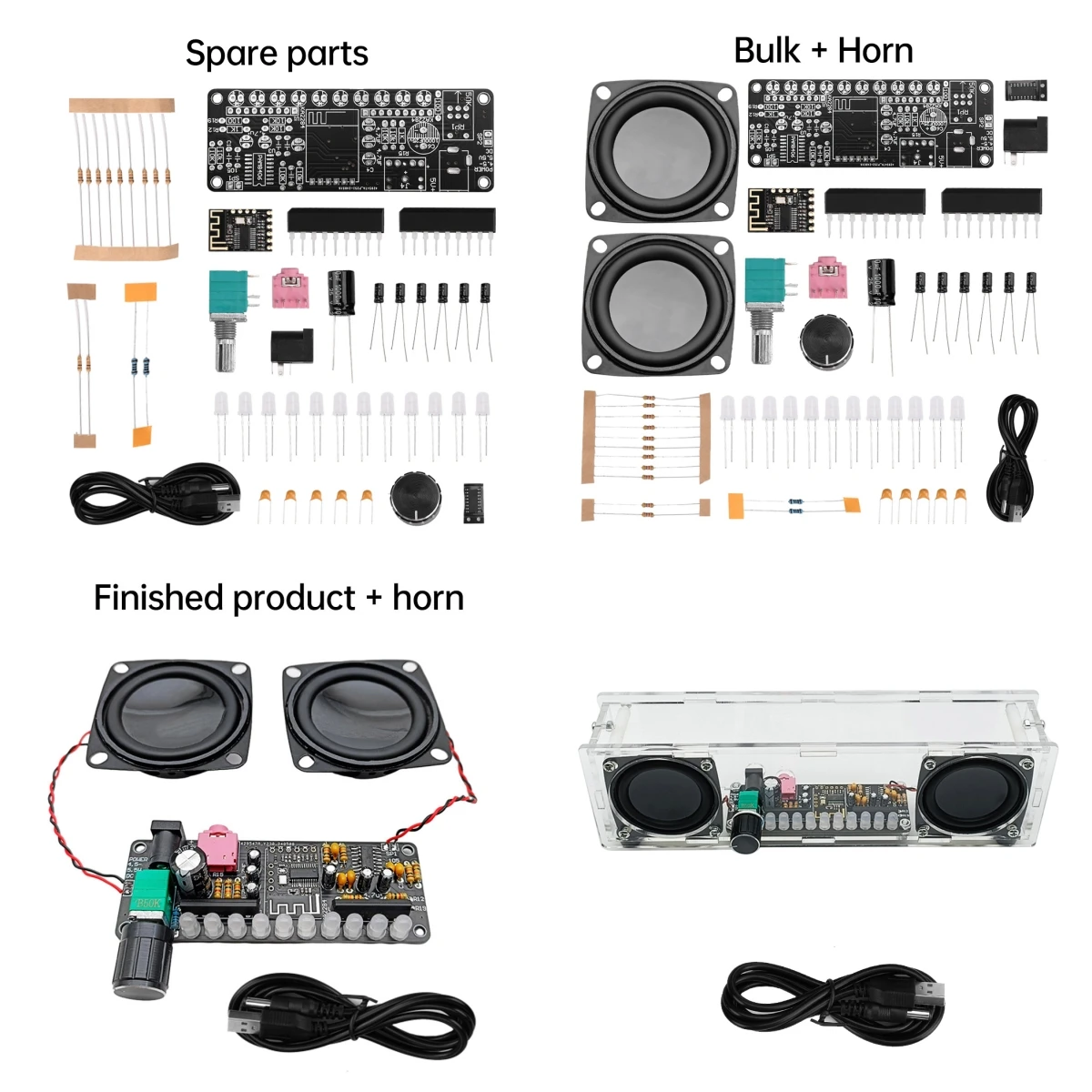 PAM8406 Bluetooth DIY speaker kit, spectrum, USB electronic amplifier, dual channel stereo, with Bluetooth level indicator light