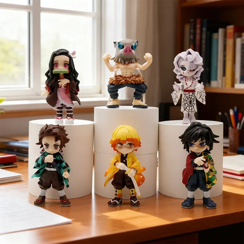 released Demon Slayer: Kimetsu no Yaiba Tanjiro, Nezuko, Zenitsu, and Inosuke Collectible Blind Box Figurines for Desk Display