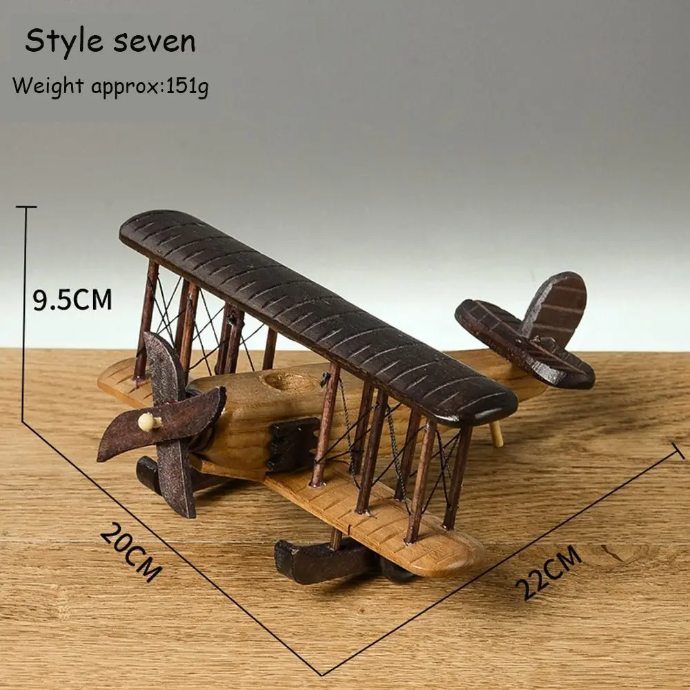 Durable Nostalgia Creative Decorative Ornaments Airplane Model Home Ornament Vintage Wooden Airplane Wooden Crafts