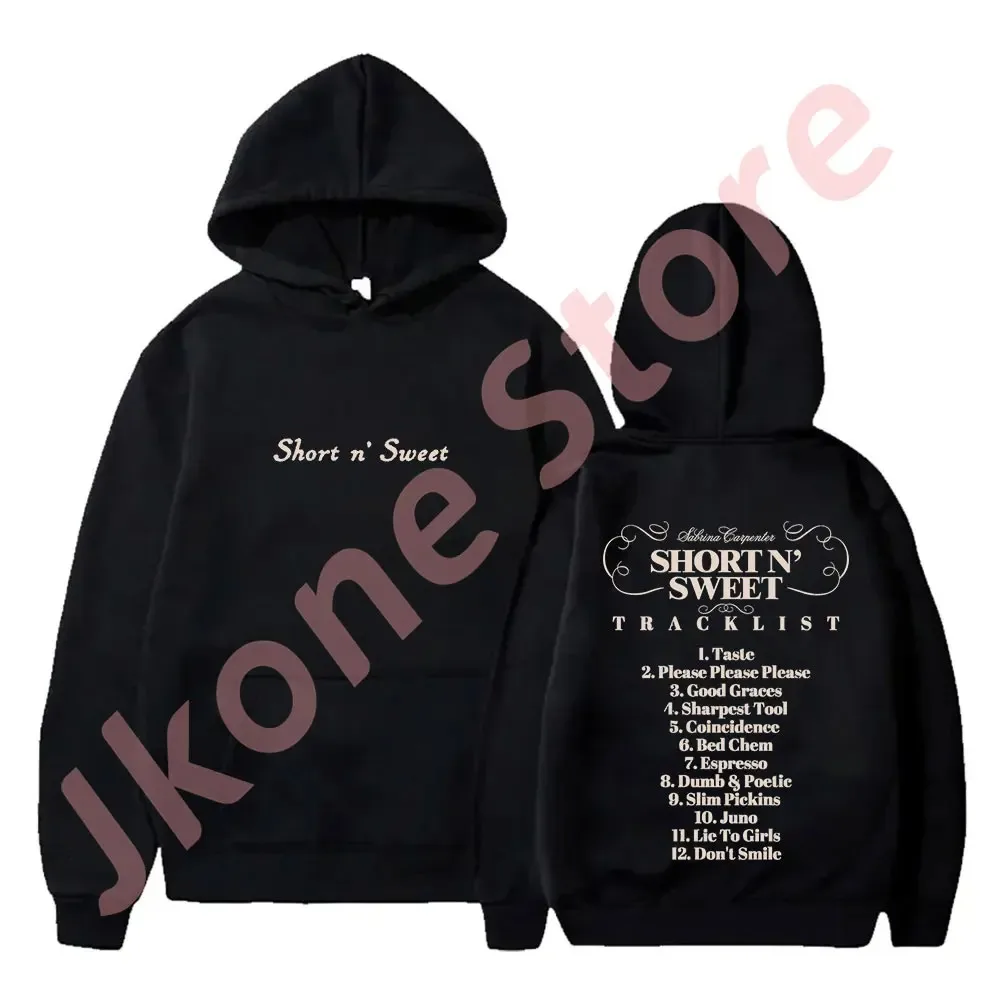 Sabrina Carpenter Tracklist Merch Hoodies Short n' Sweet Tour Pullovers Women Men Fashion Casual Sweatshirts