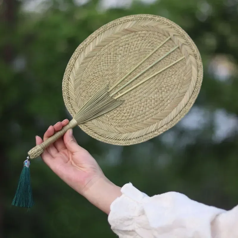 Pure Hand Woven Oval Cassava Fan Mosquito Repellent Household Old Fashioned Grass Fan Cooling Handicrafts