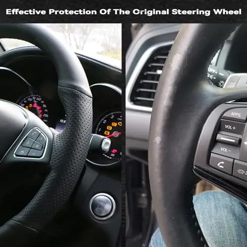 

Microfiber Leather Steering Wheel Wrap With Black Stitching For Sedan 2005–2011 Models