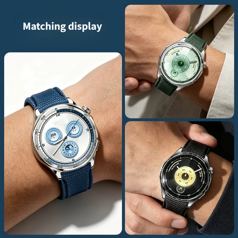 Quick-release elbow fluorosilicone watch strap curved section for original Huawei WATCH GT5 Topeka Blue GT6 Wilderness Green men