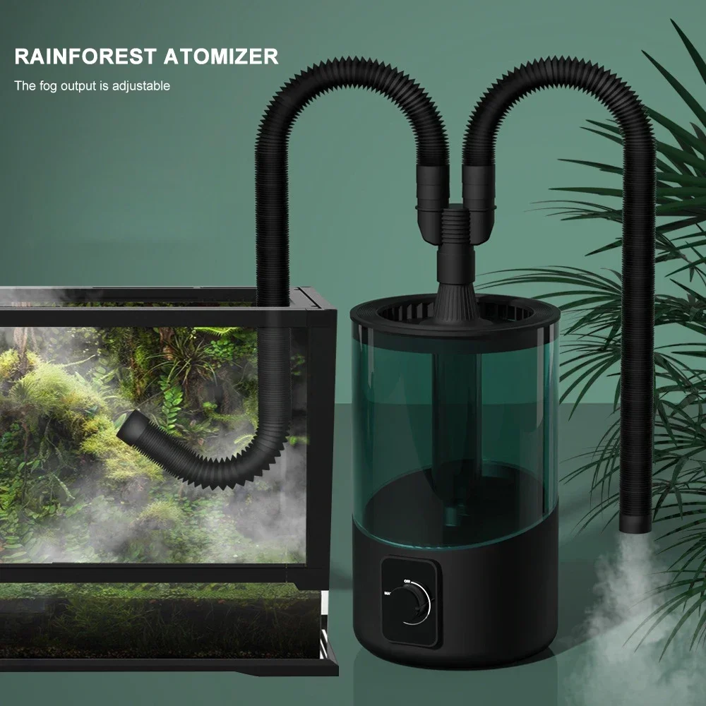 Crawling Pet Humidifier Rainforest Atomizer With Hose Dual Head Pet Plant Adjustable Mist Volume Household Silent Humidifier