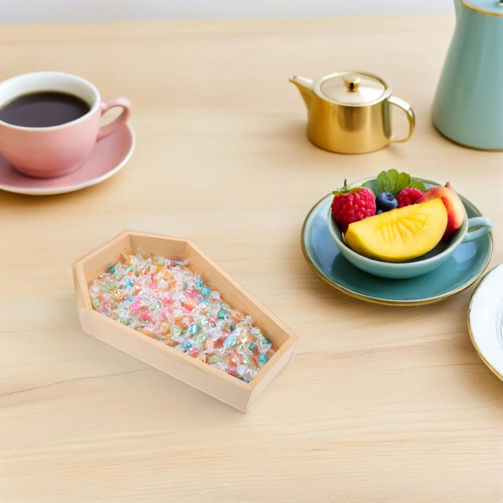 

Gothic Coffin Tray 11x7inch Wooden Halloween Candy Tray Spooky Decorative Plate for Parties Halloween Party Decor