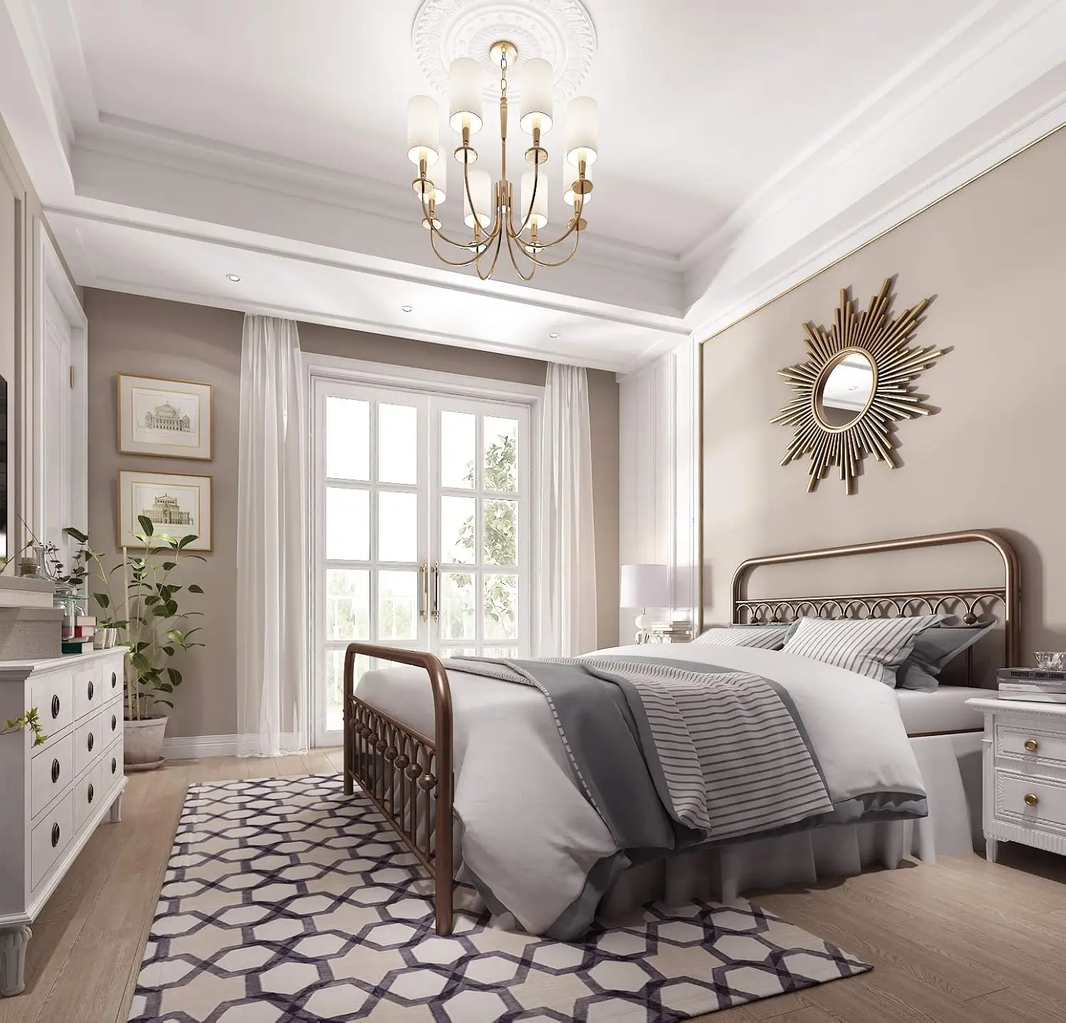 YALAXON Vintage Sturdy Queen Size Metal Bed Frame with Headboard and Footboard Basic Bed Frame No Box Spring Needed