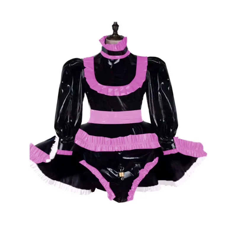 Customized Lotus Leaf Edge Decoration High Neck Bubble Sleeve Skirt Style Jumpsuit for Party Fun Role-playing Cosplay Costumes