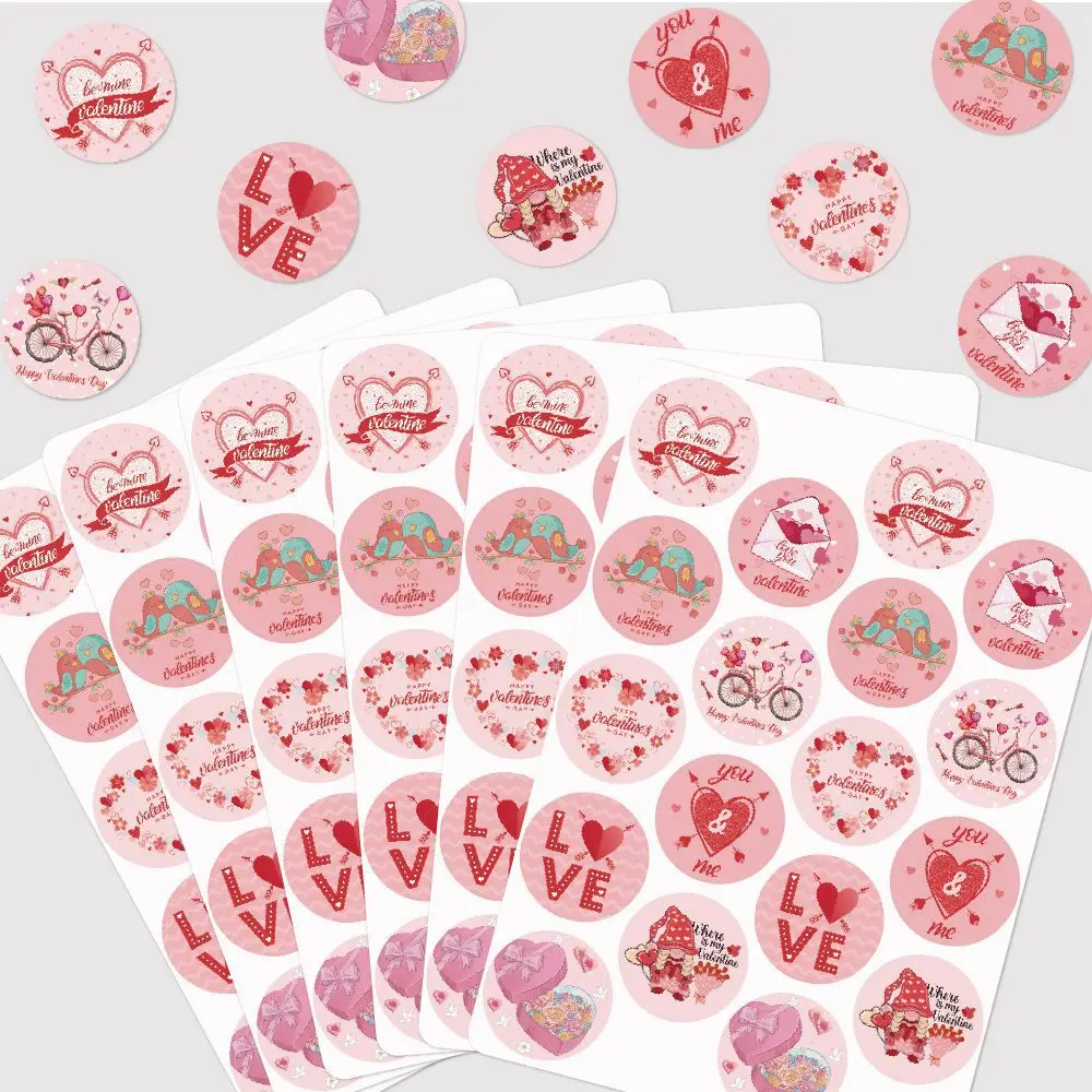 72Pcs Valentines Day Gift Box Decoration Pink Love Heart Stickers  DIY Scrapbooking Seal Label Wedding Birthday Decorations