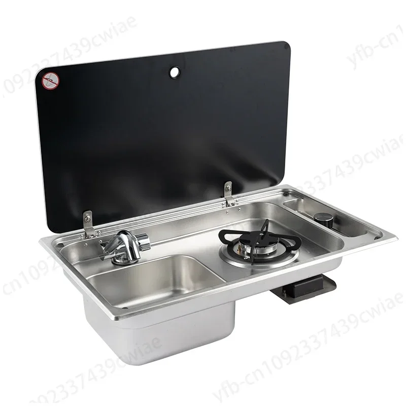 RV gas stove sink faucet trailer modified trailer stainless steel wash basin induction cooker integrated sink