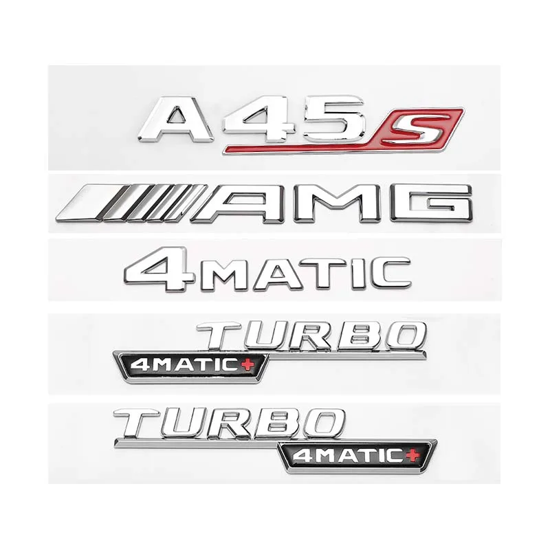 

3D ABS Fender Side Sticker TURBO 4MATIC Rear Trunk Badge Star Emblem AMG Sticker For Mercedes Benz A45S W176 W177 Accessories