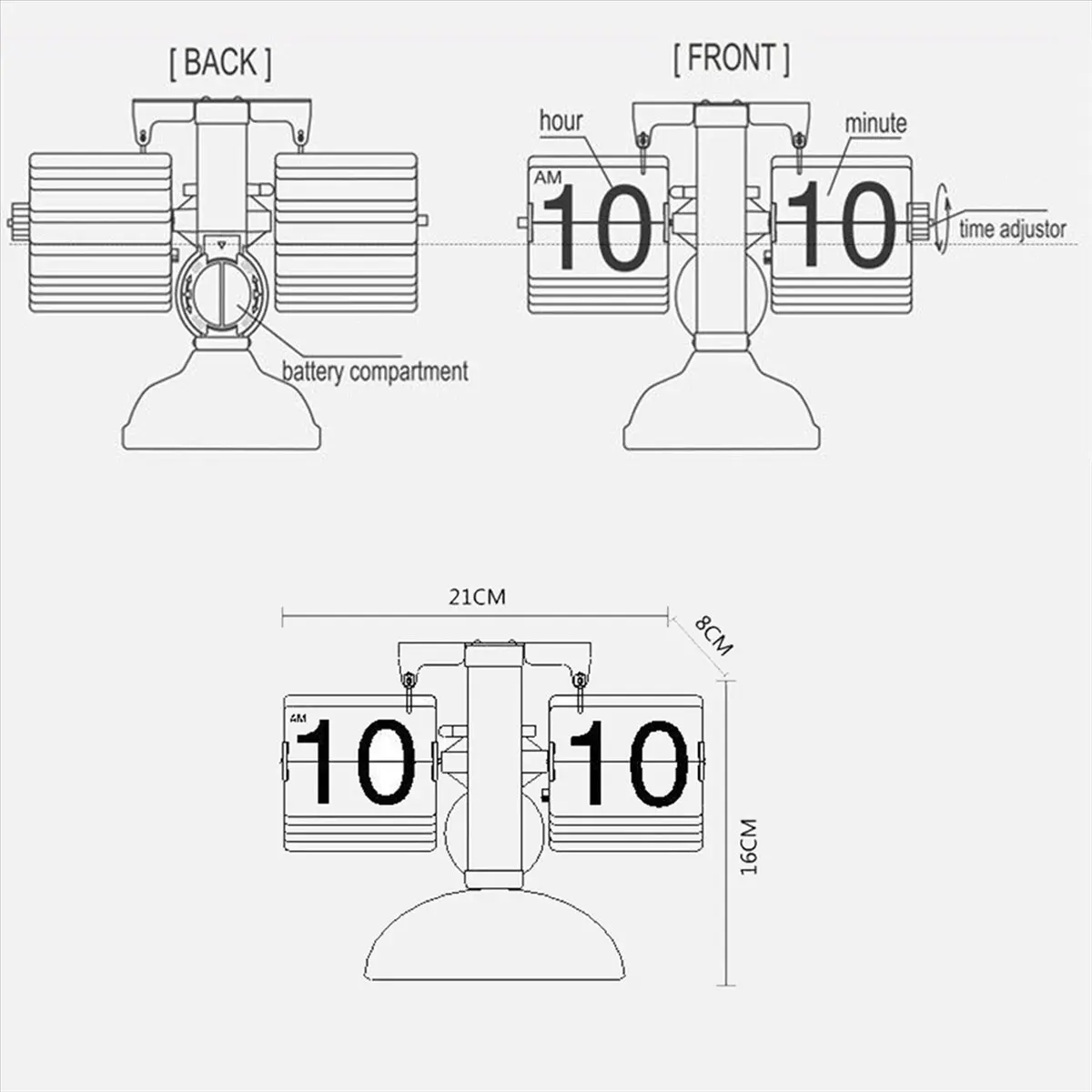 A32I Auto Flip Digital Clock Home Decors Retro Flip Clock Flip Internal Gear Operated for Home Office School Hotel