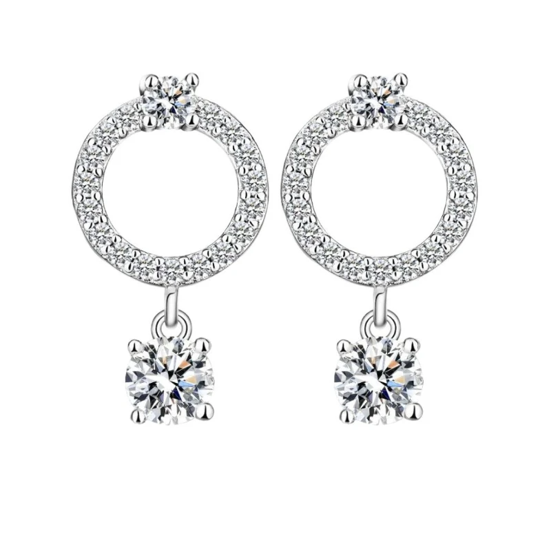 

Женские серьги-гвоздики из стерлингового серебра 925 пробы с муассанитом — круглый дизайн, легкая роскошь, нишевый и элитный стиль, ювелирные изделия в подарок