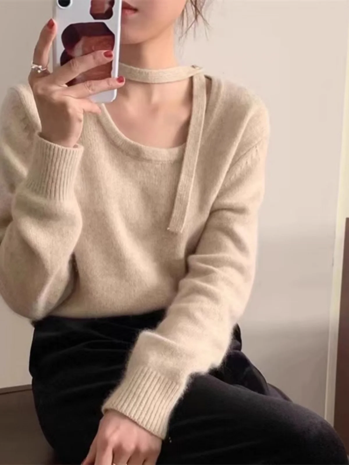 

Женский вязаный длинный свитер свека, весна-осень, новый свободный утягивающий универсальный высококачественный подвесной топ Sa