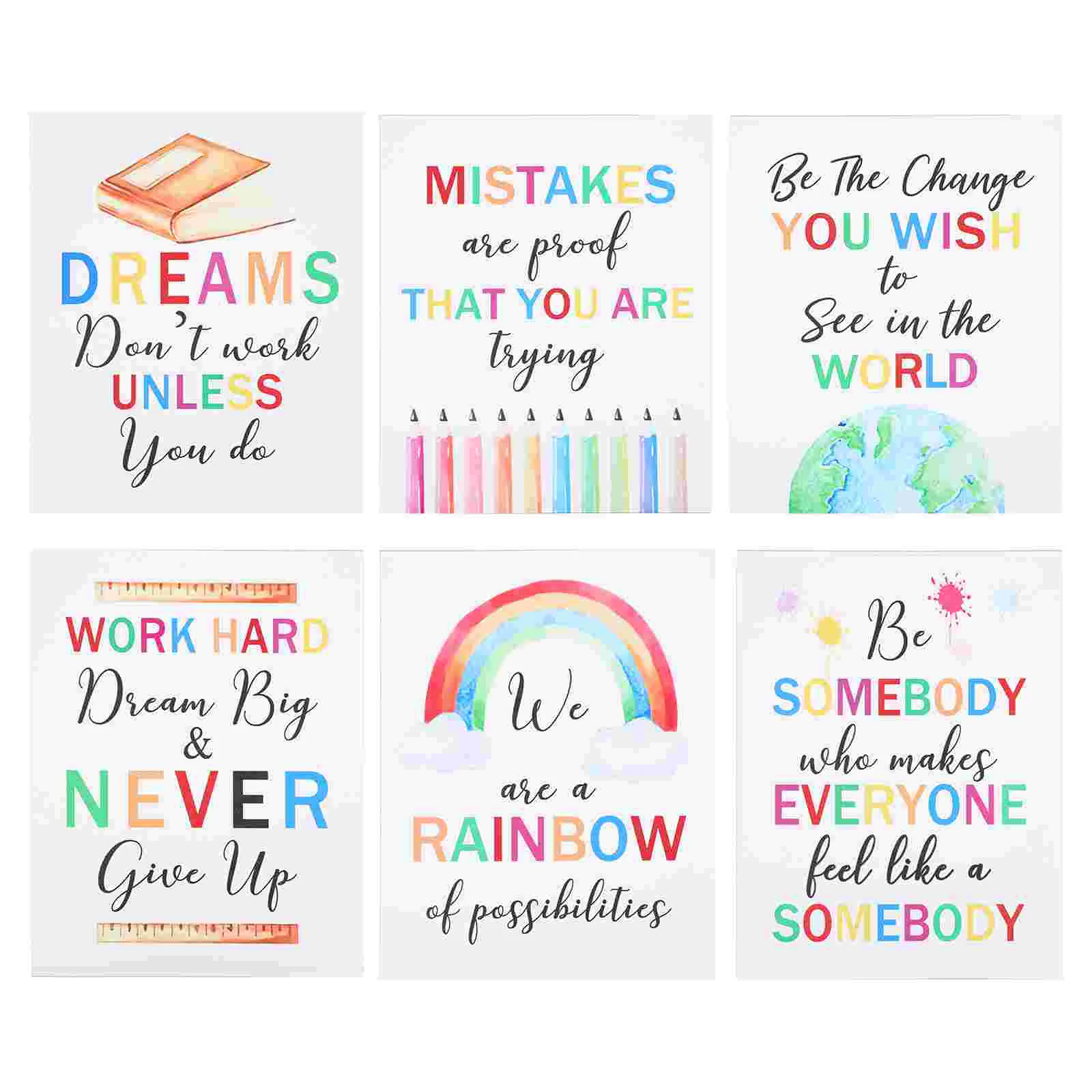 

6 Pcs Decorative Paintings Wall for Bedroom Poster Motivational Pictures Cartoon Stickers Decoration Nordic Children